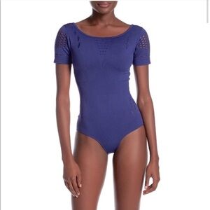 IVY PARK Perforated Jersey Bodysuit Seamless Navy